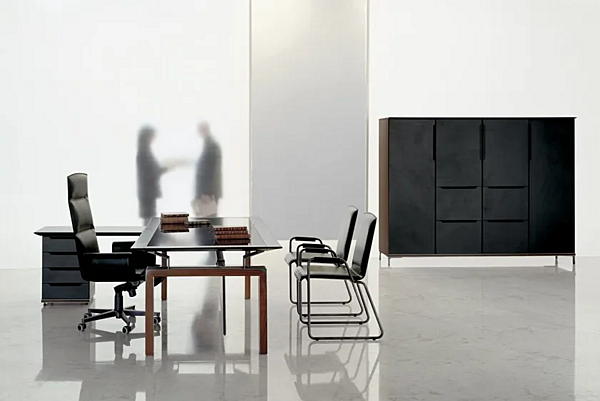 Rectangular wooden executive desk with leather top i 4 Mariani Paso Doble factory i 4 Mariani from Italy. Foto №12