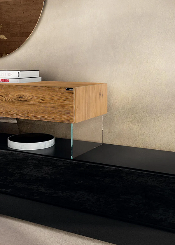 Wood and glass chest of drawers AIR LAGO 0680B 0680B factory LAGO from Italy. Foto №2