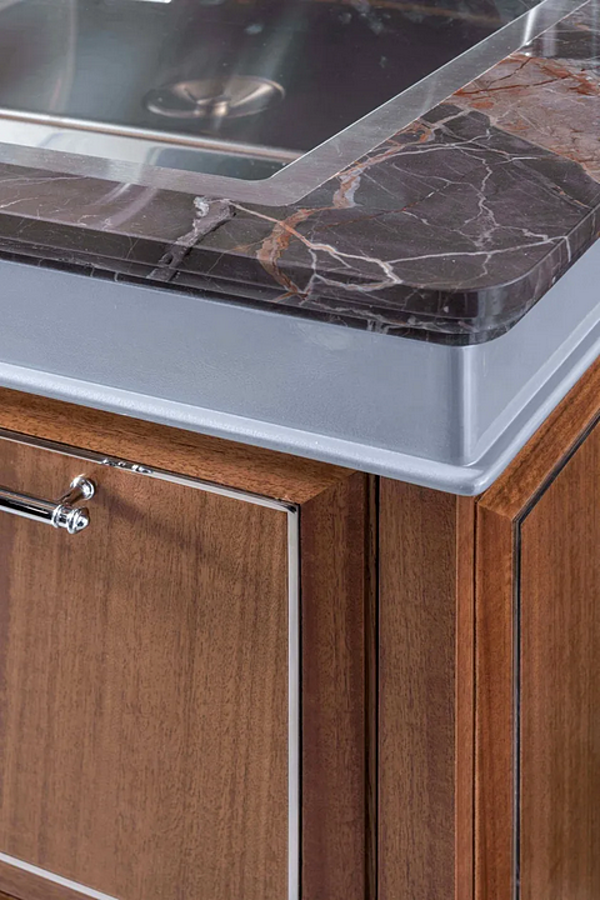 Custom Eucalyptus Kitchen with Handles and Peninsula Martini Interiors Essenza Numero5 factory MARTINI INTERIORS from Italy. Foto №6
