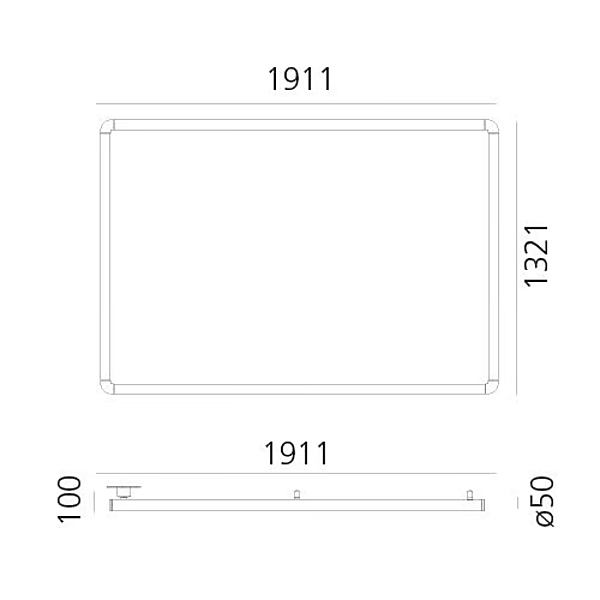 Semi Inset Ceiling Lamp Square Rectangular Artemide Alphabet of Light 1430130A, 1430110A, 1430120A factory Artemide from Italy. Foto №3