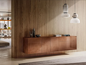 Suspended glass sideboard LAGO Materia 1009