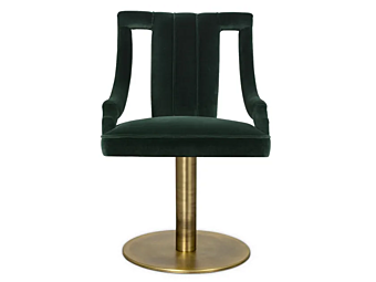 Swivel velvet chair with armrests BRABBU Cayo II factory BRABBU from Italy
