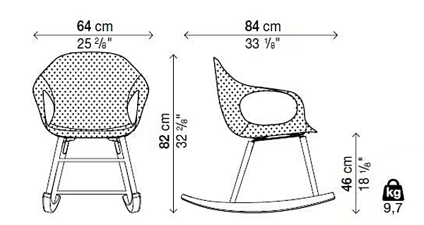 Rocking chair with fabric upholstery and armrests Kristalia Elephant Rocking factory Kristalia from Italy. Foto №5