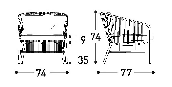 Garden armchair with armrests synthetic fibre VARASCHIN Cricket 2995, 2995A factory VARASCHIN from Italy. Foto №19