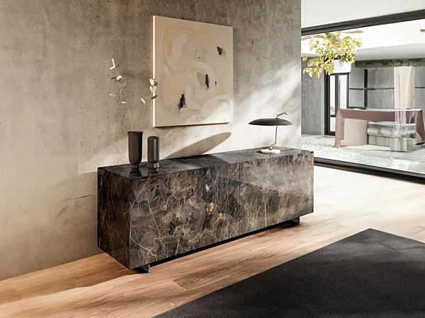 Glass sideboard with sliding doors LAGO Plenum XGlass 0833 factory LAGO from Italy. Foto №1