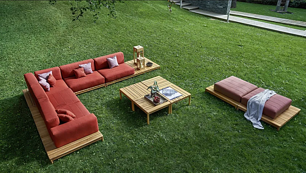 Corner Sectional Garden Sofa Fabric Barcode VARASCHIN factory VARASCHIN from Italy. Foto №8