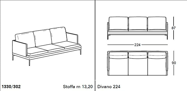 Leather sofa with upholstered back ZANOTTA William 1330 factory ZANOTTA from Italy. Foto №21