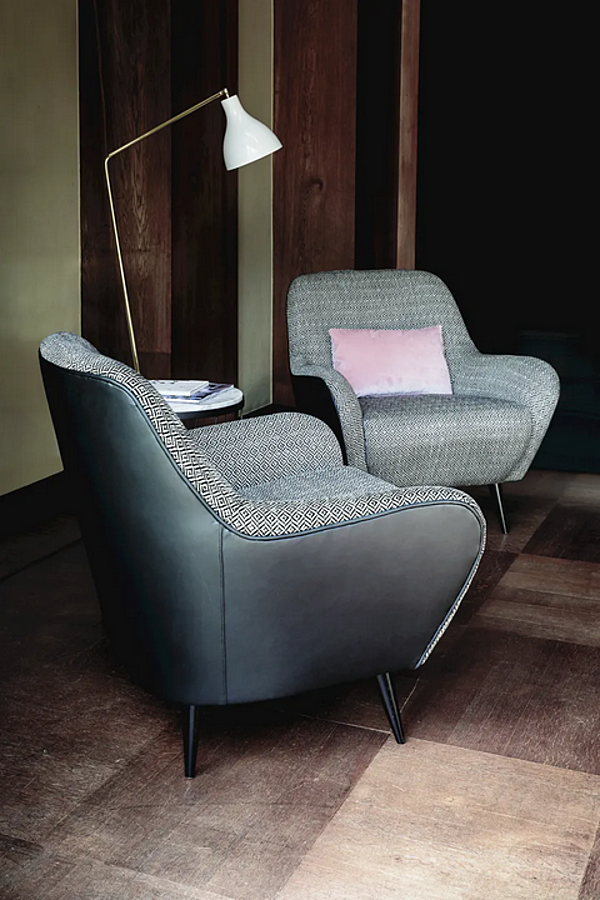 Armchair with armrests in fabric or leather VIBIEFFE 650 Nido factory VIBIEFFE from Italy. Foto №3