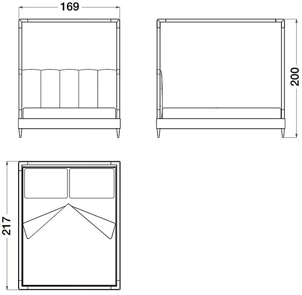 Canopy bed in nubuck and metal CPRN HOMOOD Sesto Senso BS100, BS101, BS102 factory CPRN HOMOOD from Italy. Foto №2