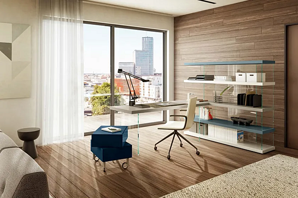 Sectional bookcase with secretary desk LAGO 1256 factory LAGO from Italy. Foto №4