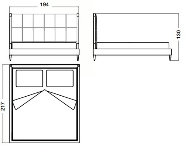 Leather bed with upholstered headboard blue moon CPRN HOMOOD B103, B104, B105 factory CPRN HOMOOD from Italy. Foto №3