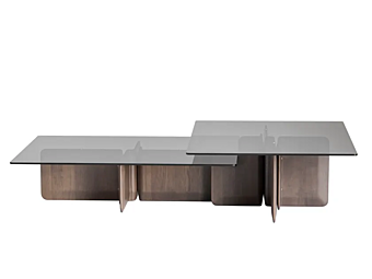 Coffee table made of wood and glass Potocco Shape 954 954/TBR1, 954/TBR2