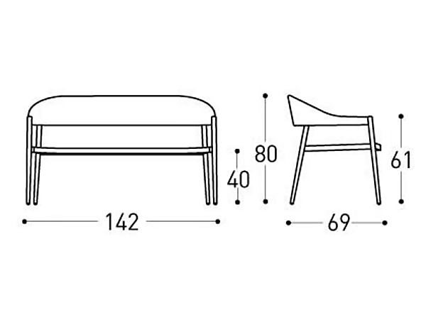 Garden Sofa for Two with Powder Coated Aluminium Frame VARASCHIN Clever 229D25, 229D23 factory VARASCHIN from Italy. Foto №6