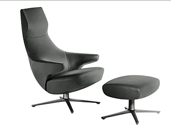 Bergere armchair with upholstered back and four spoke base POLTRONA FRAU Jay Lounge factory POLTRONA FRAU from Italy