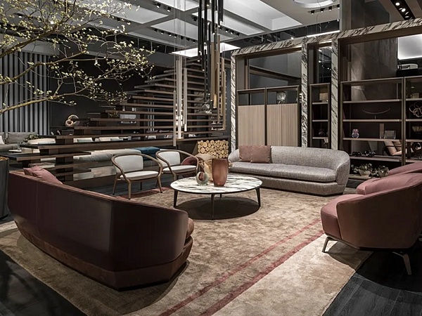 Three-Seater Sofa with Upholstered Back GIORGETTI Tamino factory GIORGETTI from Italy. Foto №3