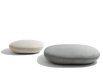 Fabric pouf with removable cover GIORGETTI Galet 52550, 52551, 52552