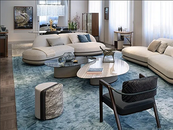 Round fabric pouf Summa GIORGETTI 54090 factory GIORGETTI from Italy. Foto №4