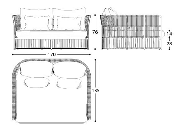 Powder Coated Aluminium Garden Bed with Soft Backrest VARASCHIN Tibidabo Compact 1440, 1440A factory VARASCHIN from Italy. Foto №11