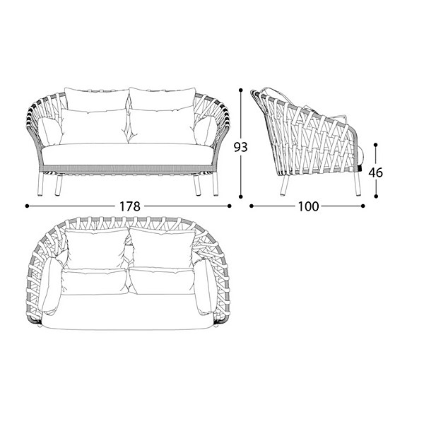 Acrylic 2-Seater Garden Sofa Emma Cross VARASCHIN 24840 factory VARASCHIN from Italy. Foto №11