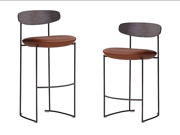 High stool with metal frame and fabric seat Potocco Keel 922 A 922/A factory POTOCCO from Italy. Foto №2