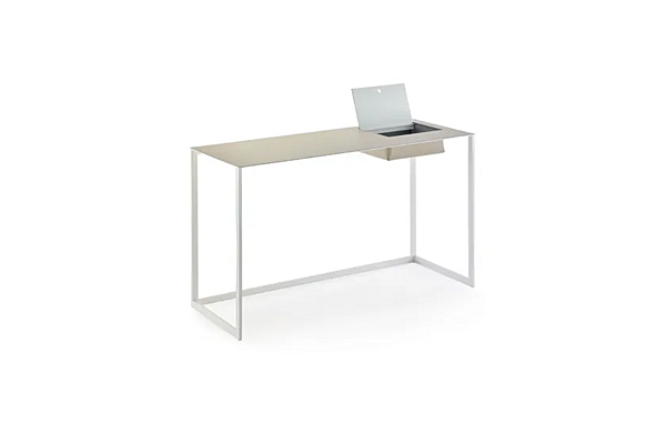 Steel Secretary Desk with Tanned Leather Top ZANOTTA Calamo 2730 factory ZANOTTA from Italy. Foto №7