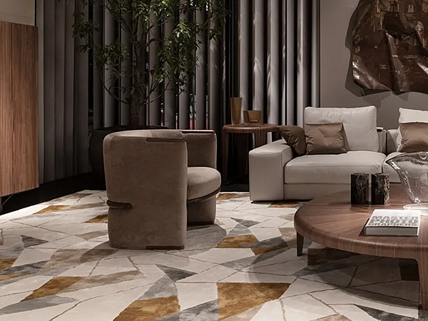 Upholstered fabric armchair with armrests GIORGETTI Opus factory GIORGETTI from Italy. Foto №5