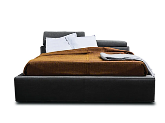 Storage bed with upholstered back in fabric or leather VIBIEFFE 5300 Open