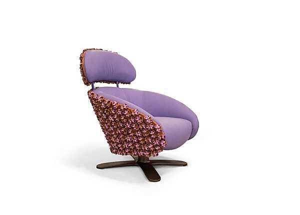 Swivel Armchair Woven Wicker and Fabric Coconut Egoitaliano factory Egoitaliano from Italy. Foto №3