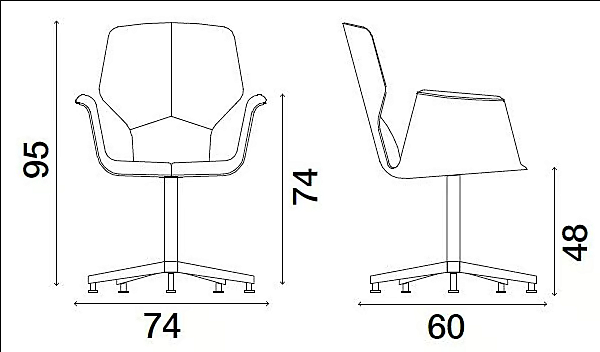 Swivel leather office chair with armrests 5 spoke base FASEM Fosca Big FOSCA BIG ABF factory FASEM from Italy. Foto №13