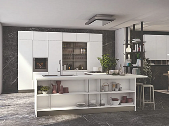 Kitchen with island LUNA LUBE CUCINE factory LUBE CUCINE from Italy