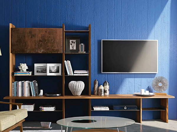 Sectional walnut bookcase Capanna S 153 DALE factory DALE from Italy. Foto №2