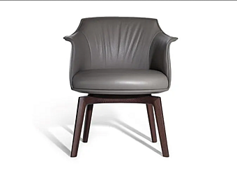 Swivel upholstered leather easy chair with armrests Poltrona Frau Archibald factory POLTRONA FRAU from Italy