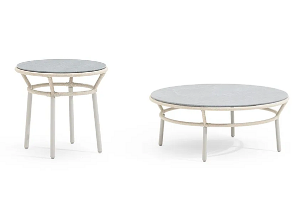 Round garden side table in aluminium and wood VARASCHIN Emma Cross 24870, 24871 factory VARASCHIN from Italy. Foto №3