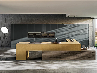 Metal and Glass Kitchen with Island LAGO 36E8 Metal and Glass Kitchen with Island LAGO 36E8 factory LAGO from Italy