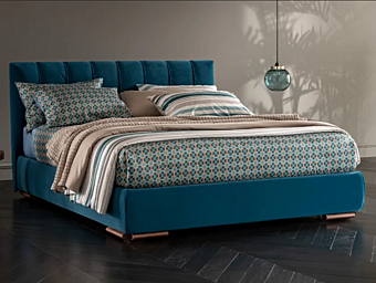 Double bed with upholstered headboard fabric Altrenotti Chamole factory Altrenotti from Italy