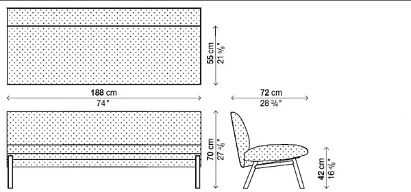 Modular fabric sofa with upholstered back Kristalia Tuile System factory Kristalia from Italy. Foto №4