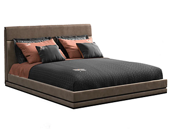 Double bed with upholstered headboard in nubuck CPRN HOMOOD Dragonfly D600, D601, D602