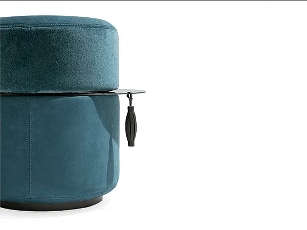 Round pouf in fabric and stainless steel GIORGETTI OTTO 54080 factory GIORGETTI from Italy. Foto №2