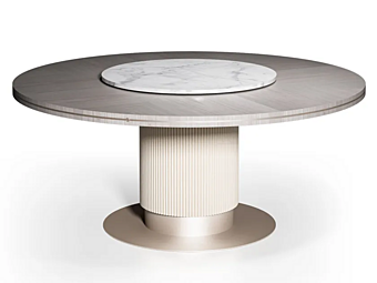 Round Calacatta Marble and Wood Cocoon Table CPRN HOMOOD C323 + C324