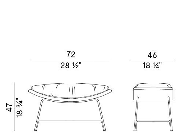 Upholstered Leather Footstool Potocco Cut 910 PP 910/PP factory POTOCCO from Italy. Foto №3