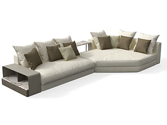 Modular leather sectional sofa with chaise longue GIORGETTI Skyline