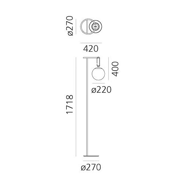 LED Floor Lamp Blown Glass Artemide NH 1271010A factory Artemide from Italy. Foto №4