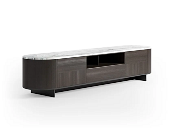 Low wooden TV cabinet with marble top CPRN HOMOOD IRVING