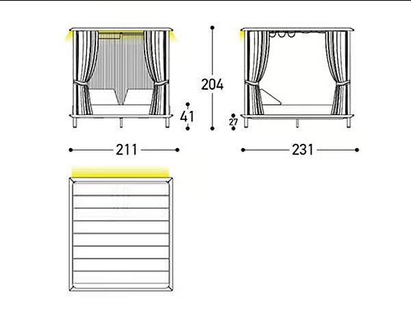 Acrylic and Aluminium Garden Bed with Canopy Sunmoon VARASCHIN factory VARASCHIN from Italy. Foto №16