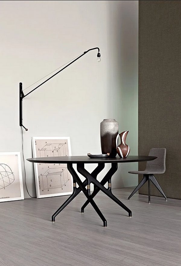 Round wood and glass dining table Potocco Torso 837 T4 837/T4 factory POTOCCO from Italy. Foto №2