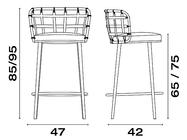 High Steel Stool with Integrated Cushion FASEM Lola Bar factory FASEM from Italy. Foto №9