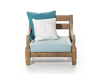 Upholstered teak easy chair with armrests Gervasoni Jeko 05 factory Gervasoni from Italy