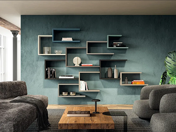 Floating wooden bookcase LAGO Lagolinea 2639 2639 factory LAGO from Italy. Foto №1