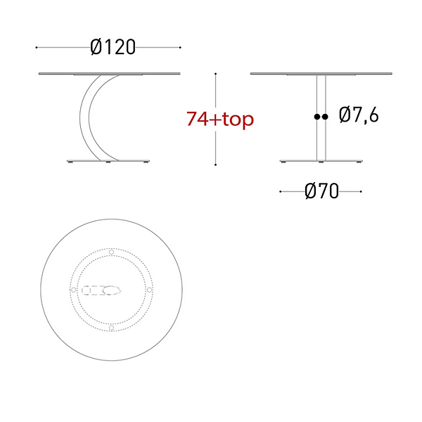 Round steel garden table Flexion VARASCHIN factory VARASCHIN from Italy. Foto №6