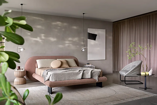 Fabric bed with upholstered back Saba Wabi factory SABA from Italy. Foto №7